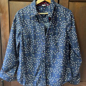 Boden Blouse Womens US14R Blue Long Sleeve patterned Button Down / LIke new